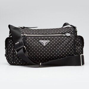 Prada Black Re-Nylon Studded Crossbody Bag